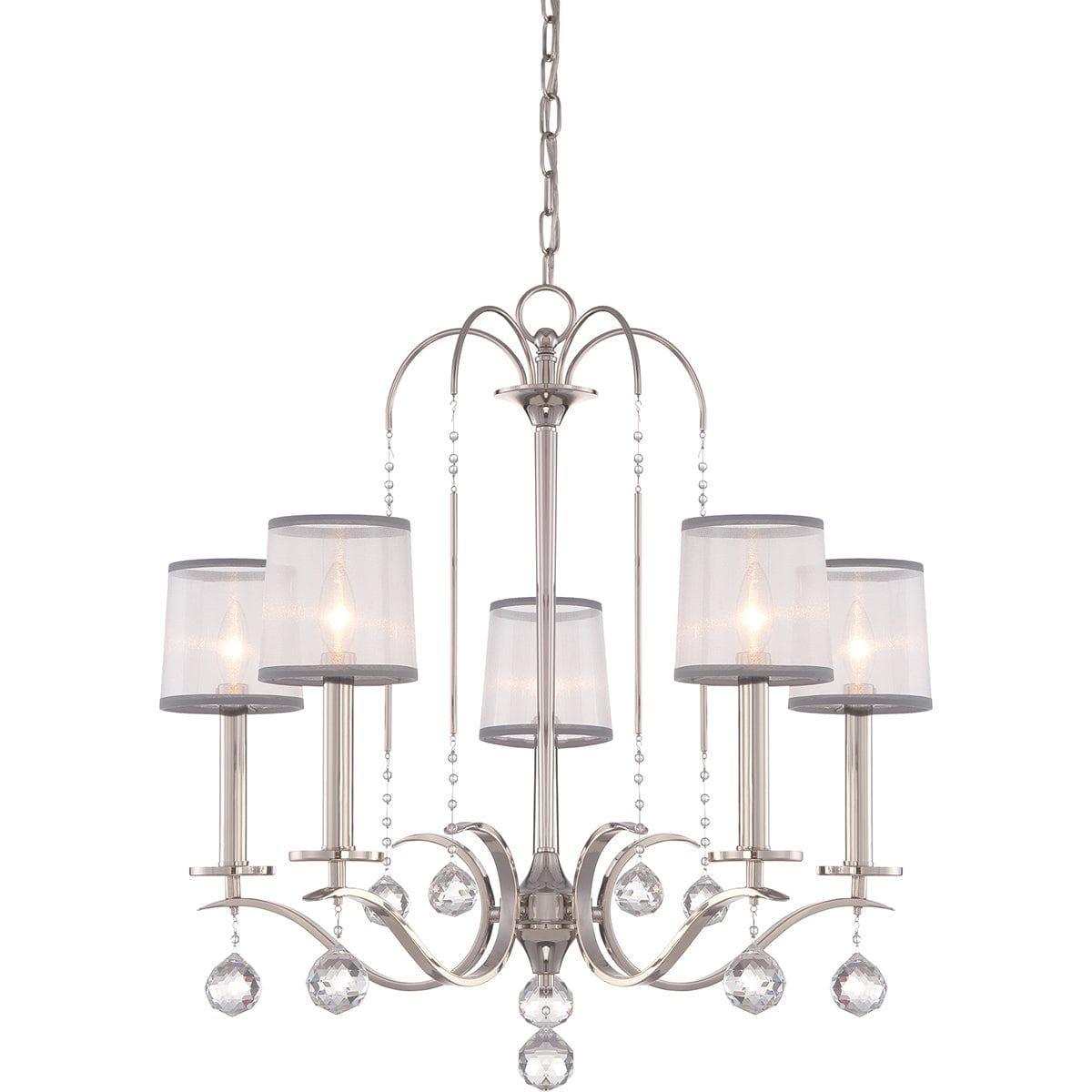 Quoizel Whitney 5 Light Silver Chandelier Ceiling Light-Elstead Lighting-1-Tiffany Lighting Direct