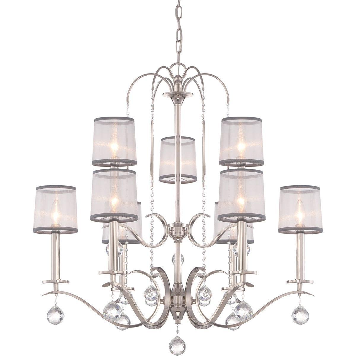 Quoizel Whitney 9 Light Two Tier Silver Chandelier-Elstead Lighting-1-Tiffany Lighting Direct