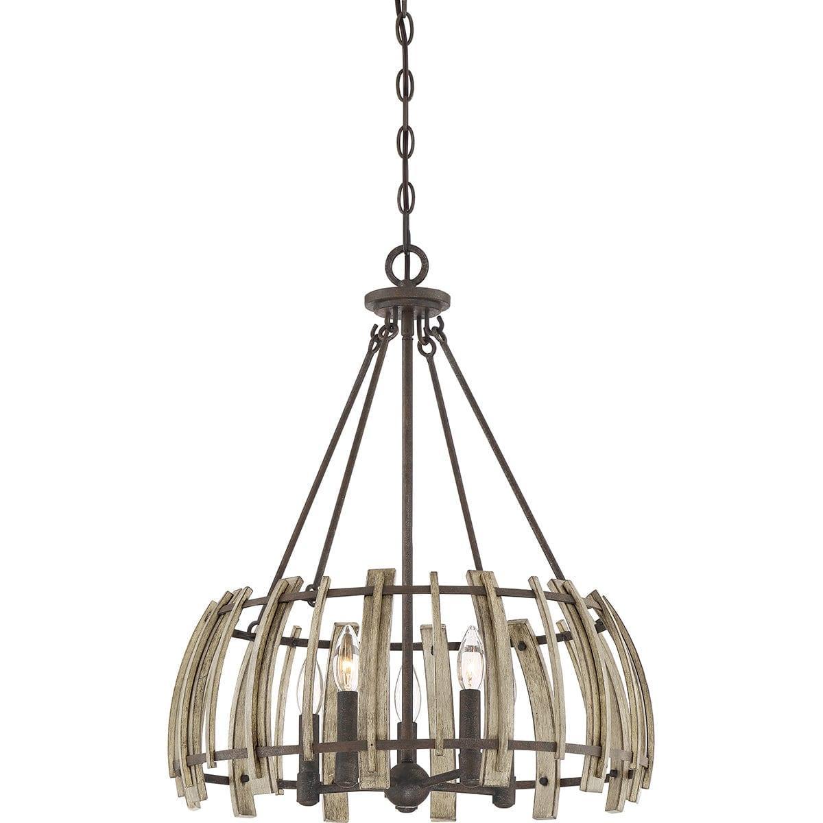 Quoizel Wood Hollow 5 Light Black Pendant Ceiling Light-Ceiling Pendant Lights-Elstead Lighting-1-Tiffany Lighting Direct