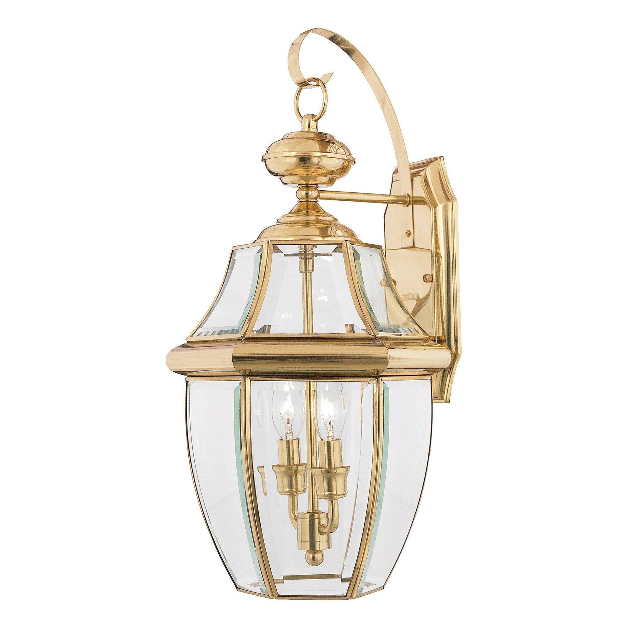 Elstead Newbury Polished Brass Large Outdoor Wall Lantern 1