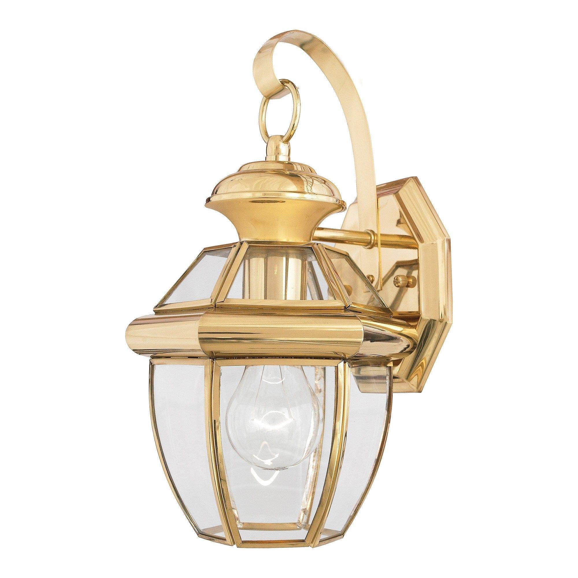Elstead Newbury Polished Brass Small Outdoor Wall Lantern 1
