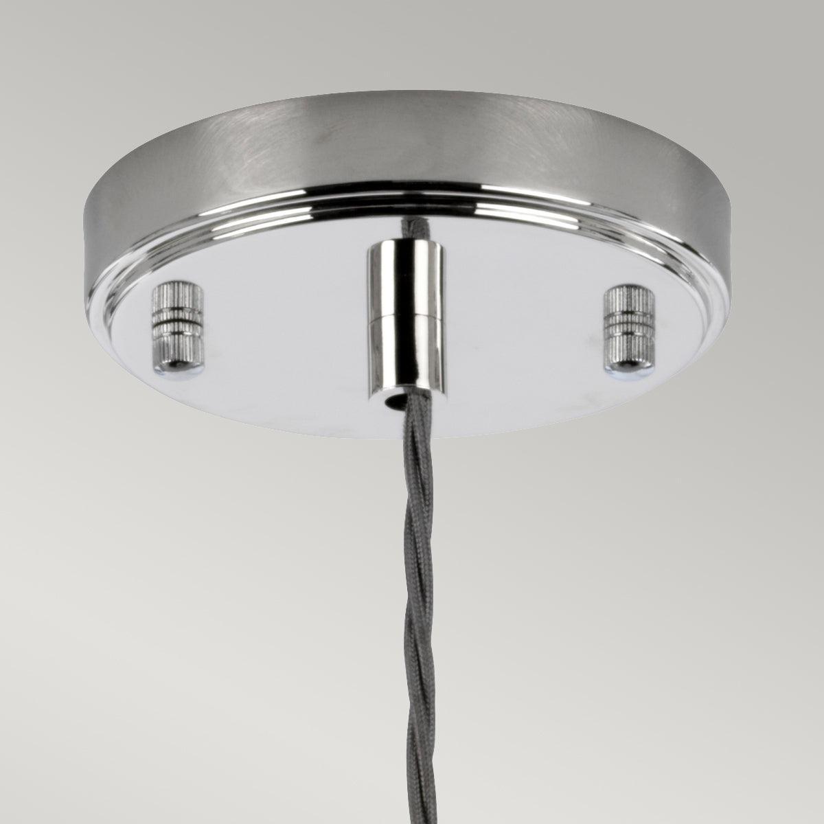 Elstead Reno 1 Light Nickel Pendant - Mouth Blown Glass-Ceiling Pendant Lights-Elstead Lighting-2-Tiffany Lighting Direct