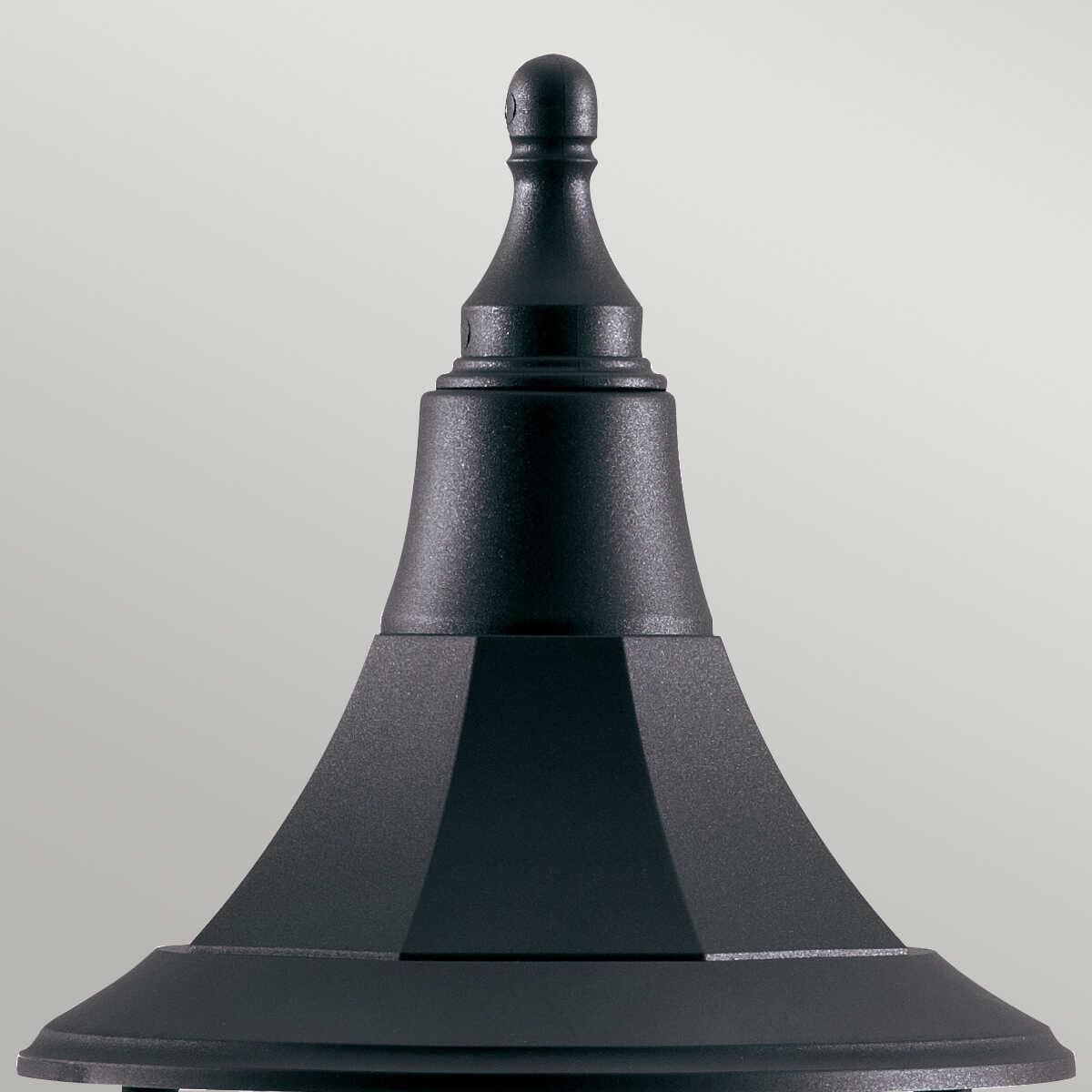 elstead shannon black finish outdoor pedestal lantern Detailed Close Up