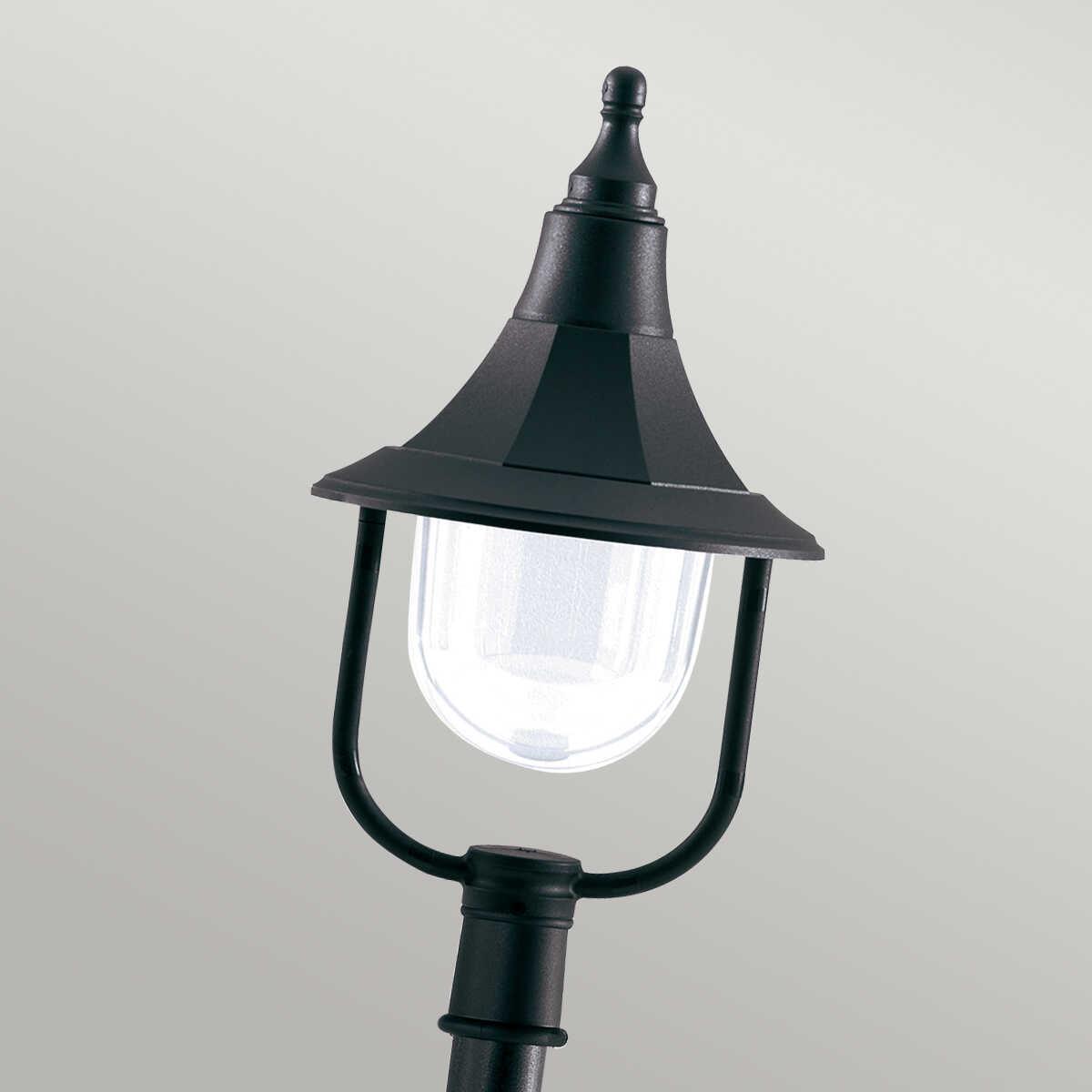 elstead shannon black finish outdoor pillar lantern Detailed Close Up