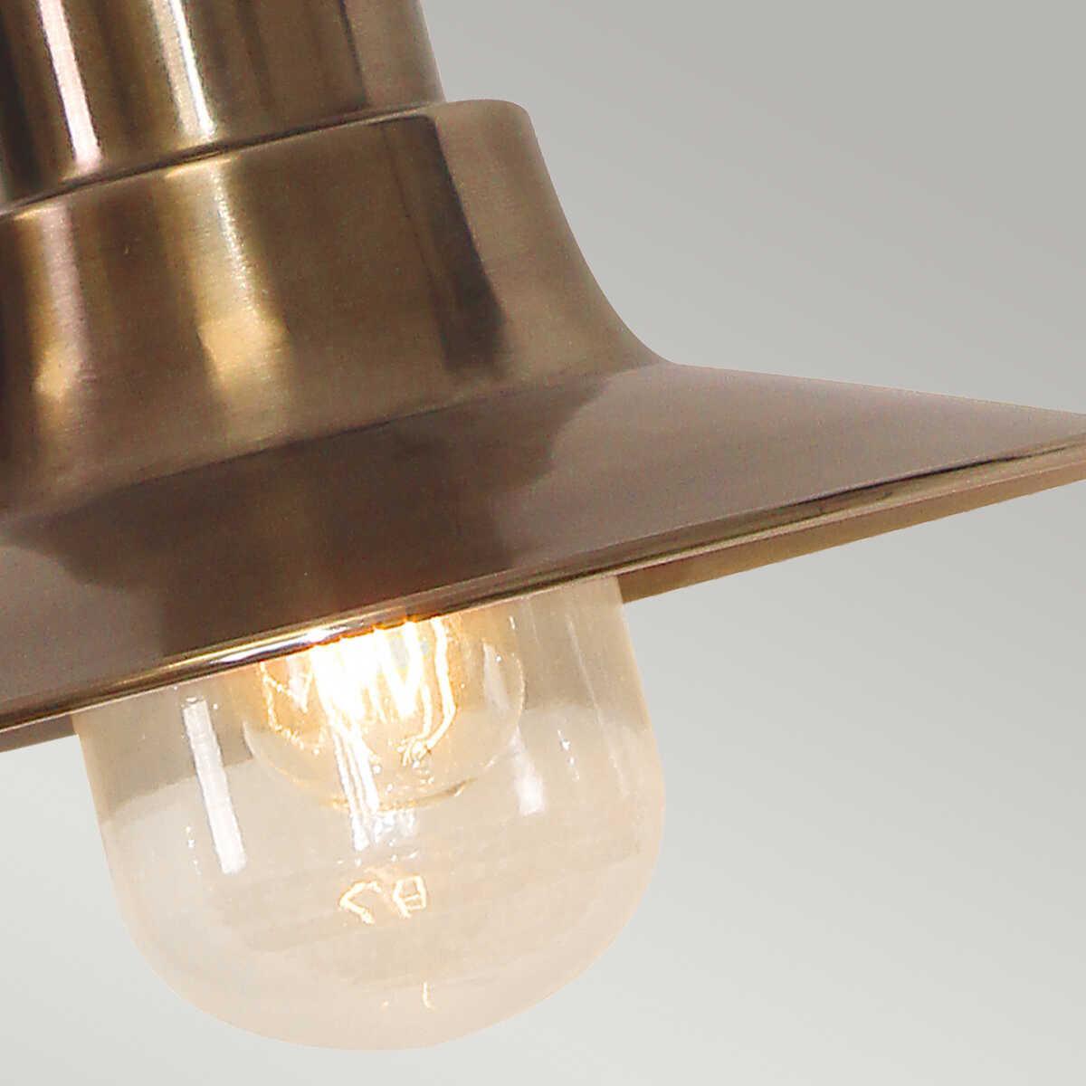 elstead sheldon brass finish outdoor pendant lantern Detailed Close Up