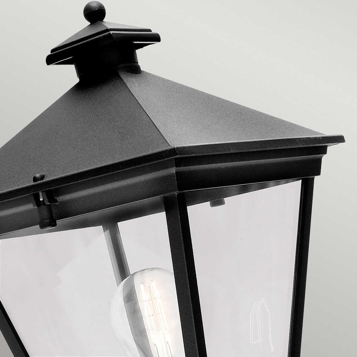 elstead turin black finish outdoor uplighter wall lantern Detailed Close Up