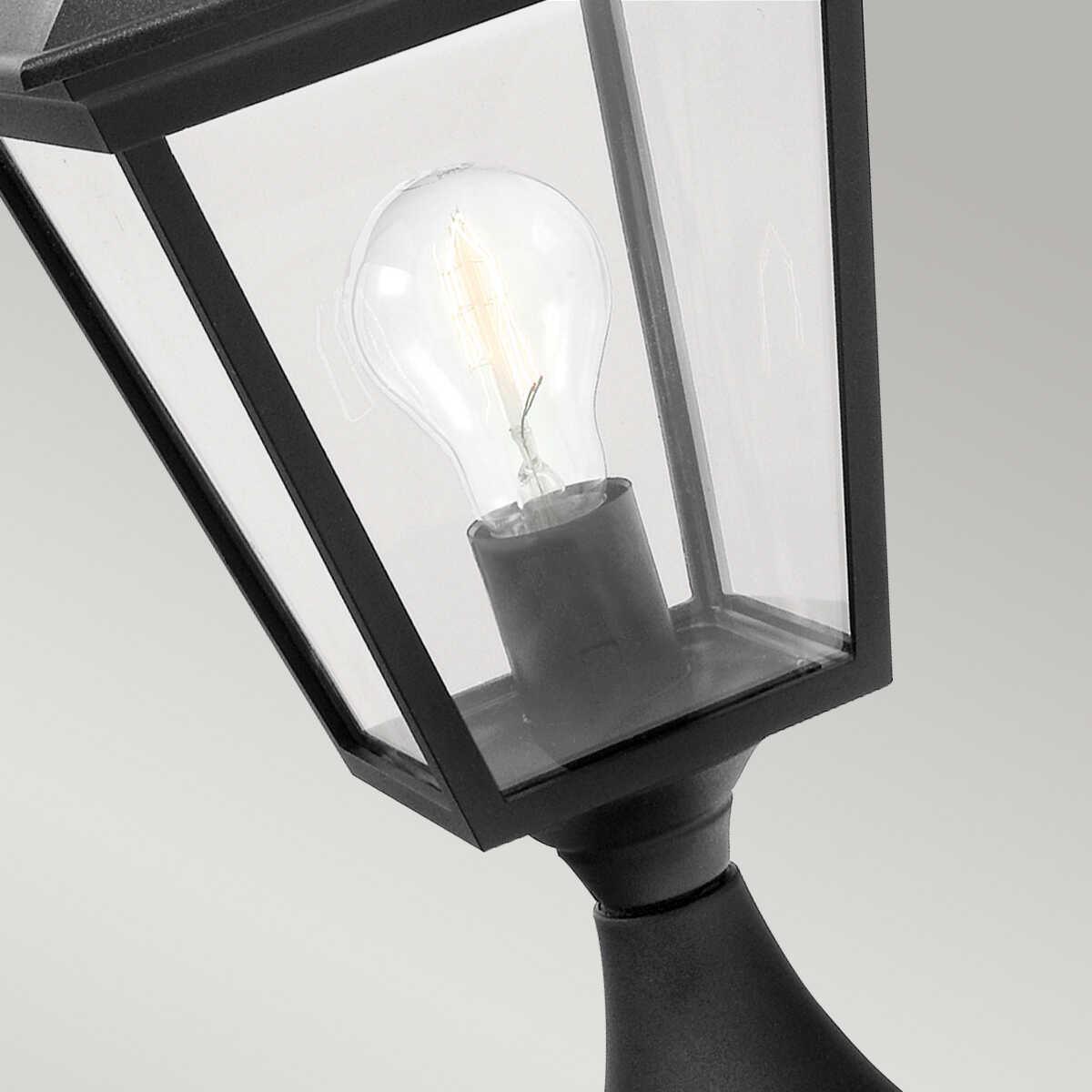 elstead turin black finish outdoor pedestal lantern Living Room Close Up