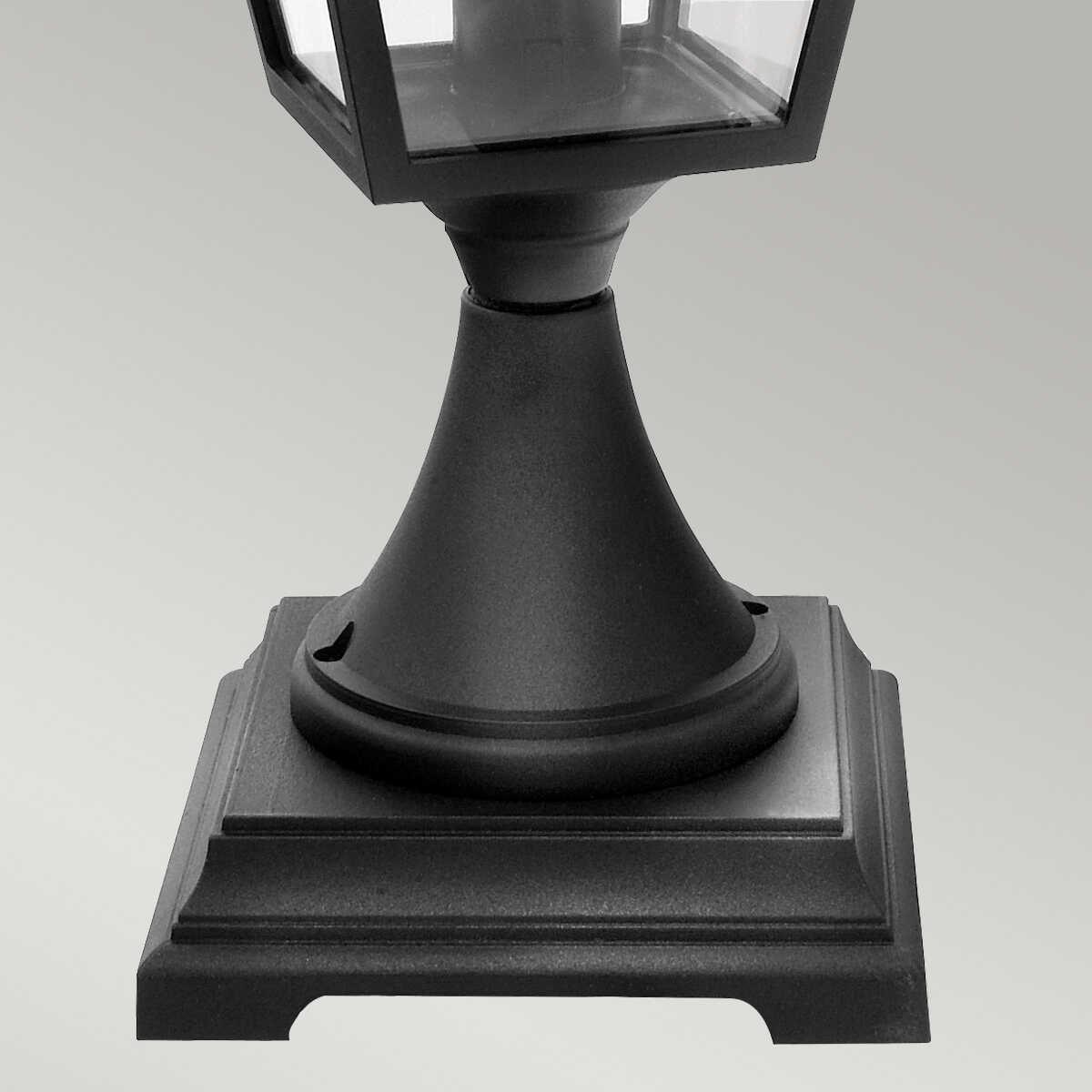 elstead turin black finish outdoor pedestal lantern Close Up LED Bulb