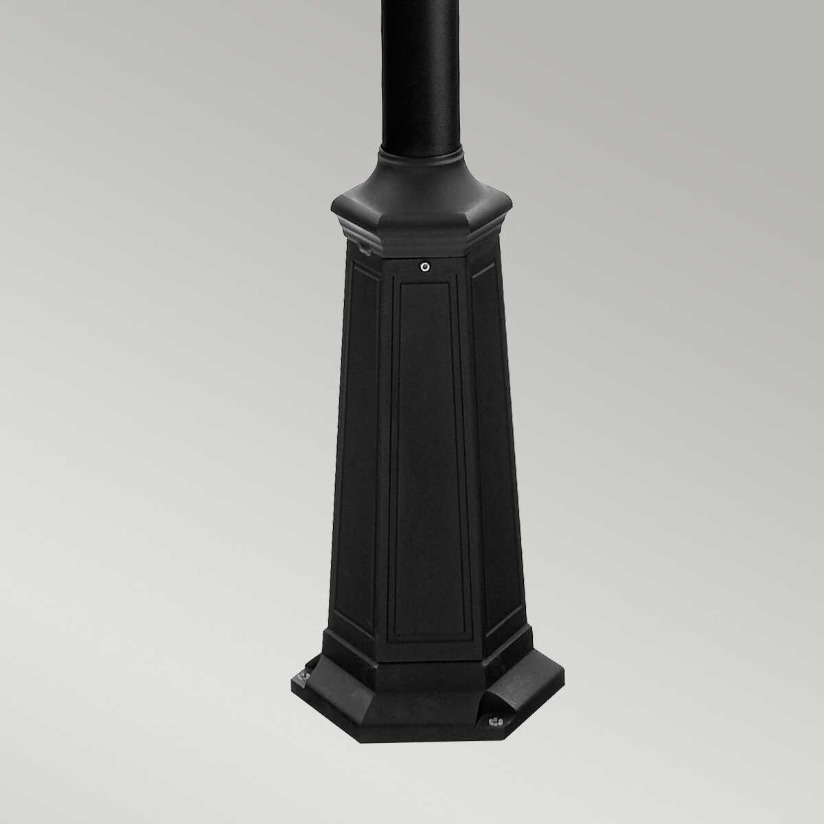 elstead turin black finish outdoor twin arm lamp post Close Up LED Bulb