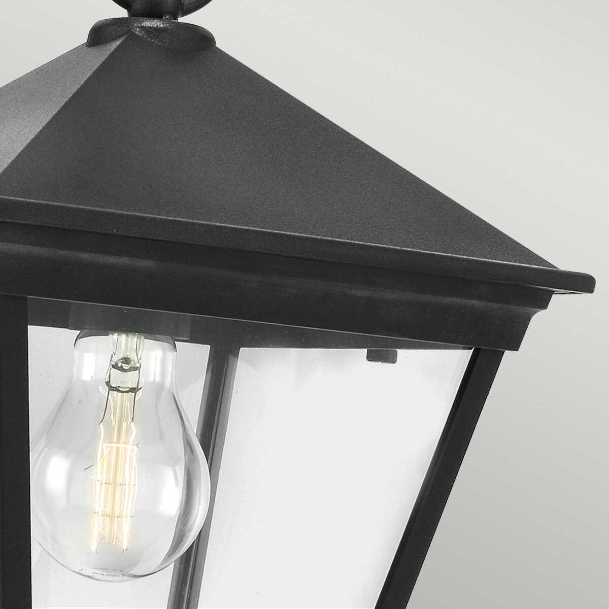 elstead turin black finish outdoor pendant lantern Close Up LED Bulb