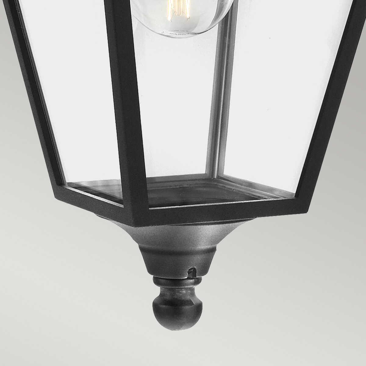 elstead turin black finish outdoor pendant lantern Detailed Close Up