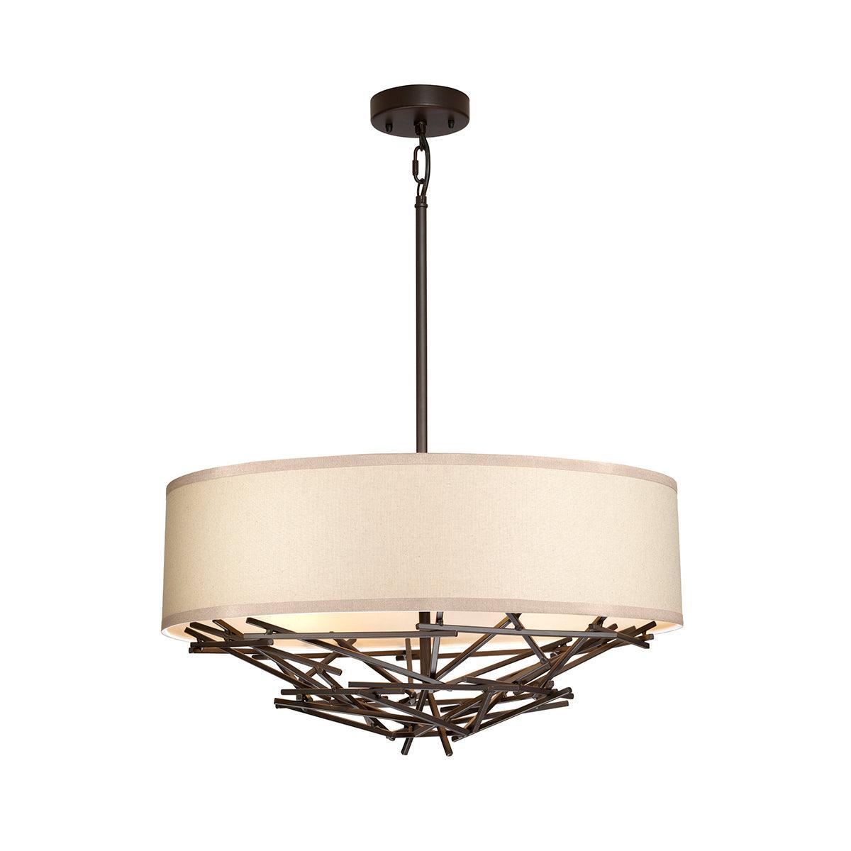 Elstead Taiko 4 Light Bronze Ceiling Pendant - Cream Shade-Ceiling Pendant Lights-Elstead Lighting-1-Tiffany Lighting Direct