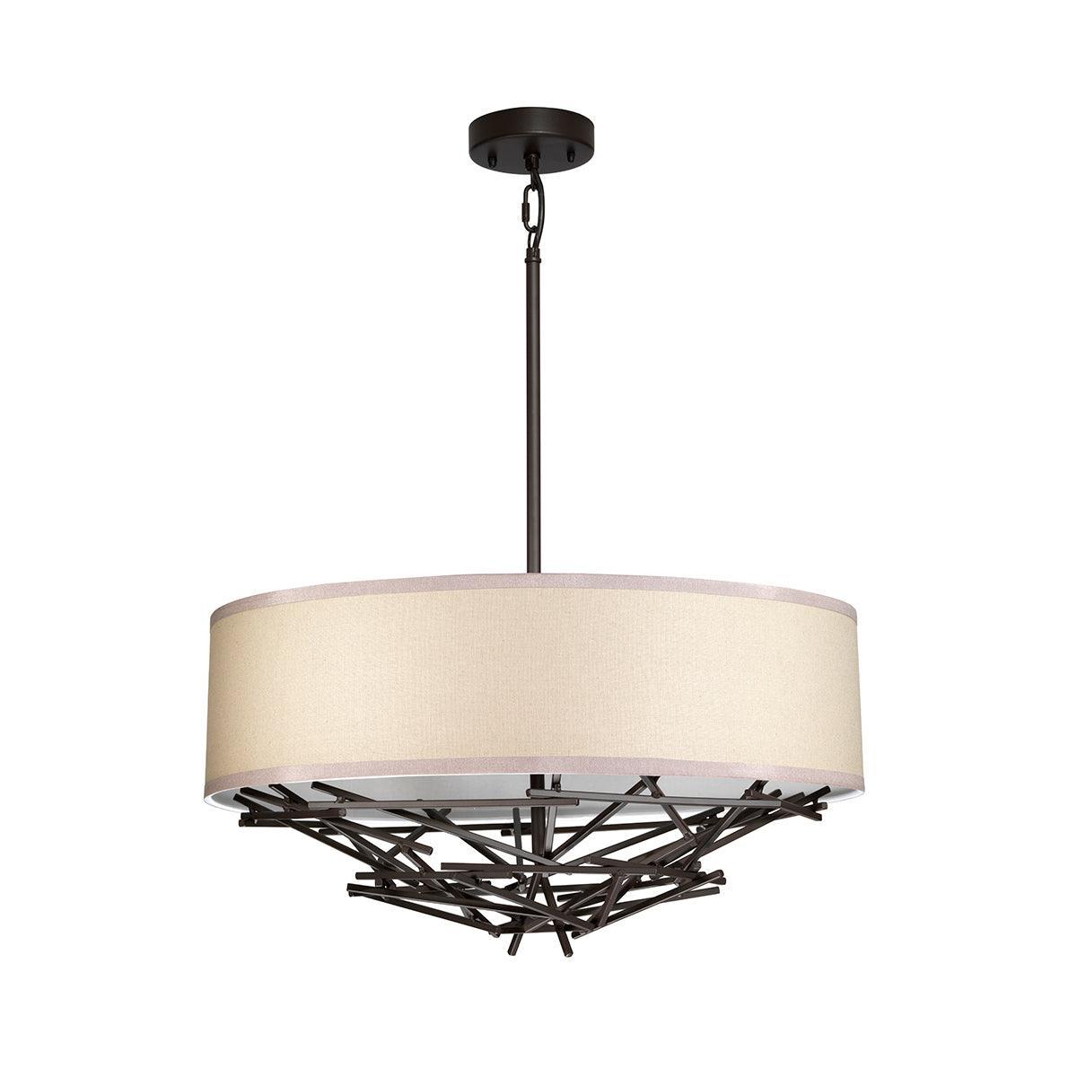 Elstead Taiko 4 Light Bronze Ceiling Pendant - Cream Shade-Ceiling Pendant Lights-Elstead Lighting-3-Tiffany Lighting Direct