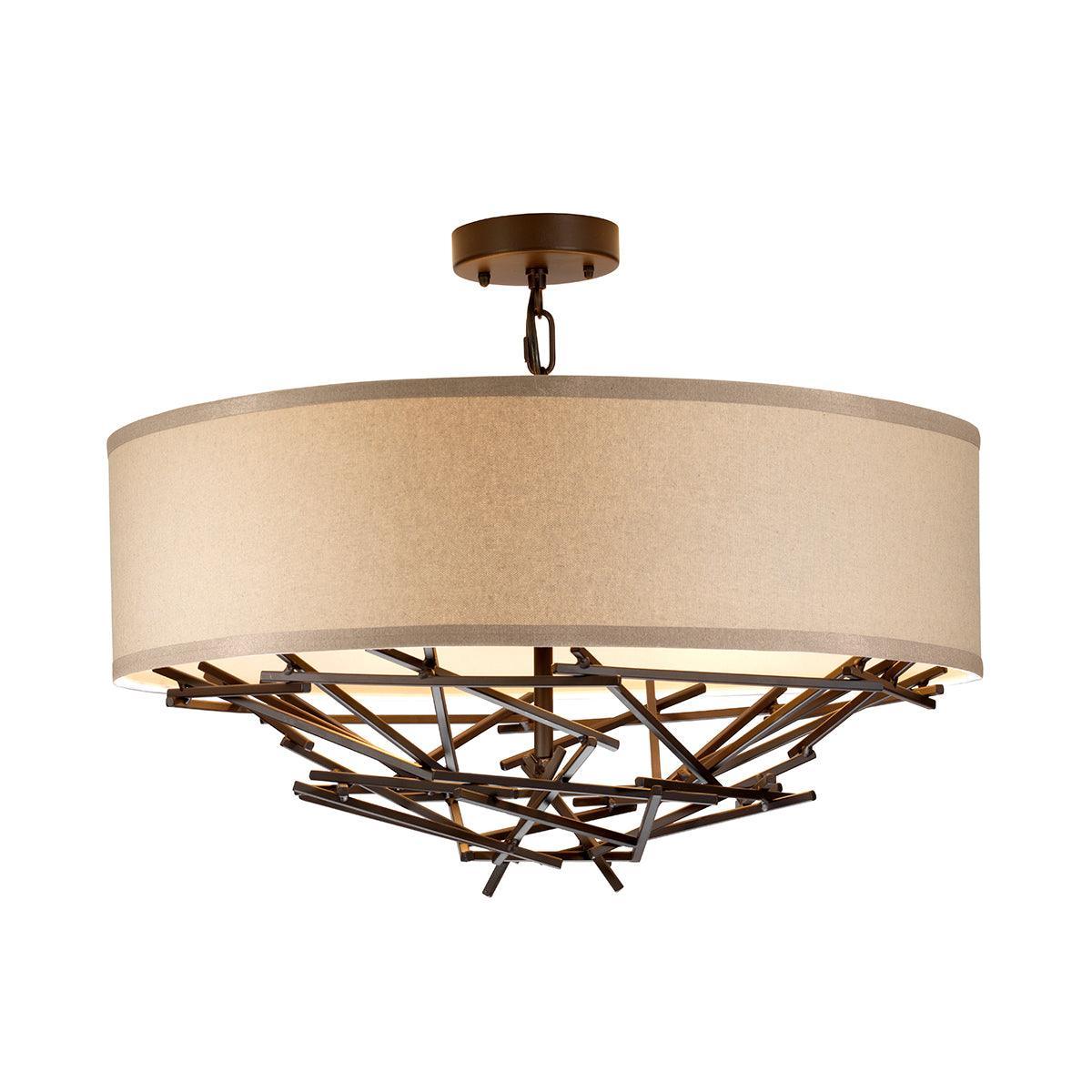 Elstead Taiko 4 Light Bronze Ceiling Pendant - Cream Shade-Ceiling Pendant Lights-Elstead Lighting-6-Tiffany Lighting Direct