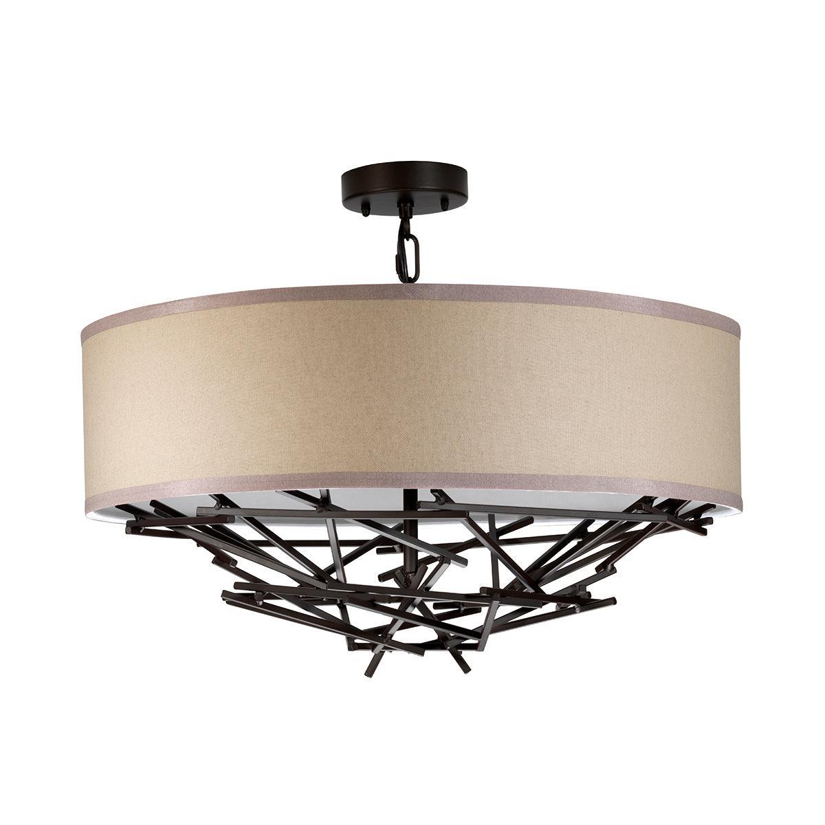 Elstead Taiko 4 Light Bronze Ceiling Pendant - Cream Shade-Ceiling Pendant Lights-Elstead Lighting-4-Tiffany Lighting Direct