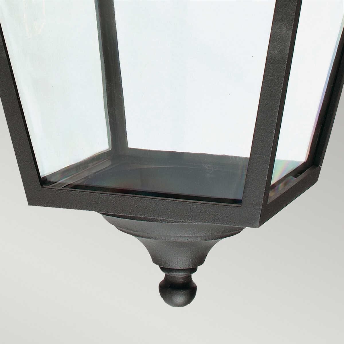 elstead turin grande black finish outdoor pendant lantern Close Up LED Bulb