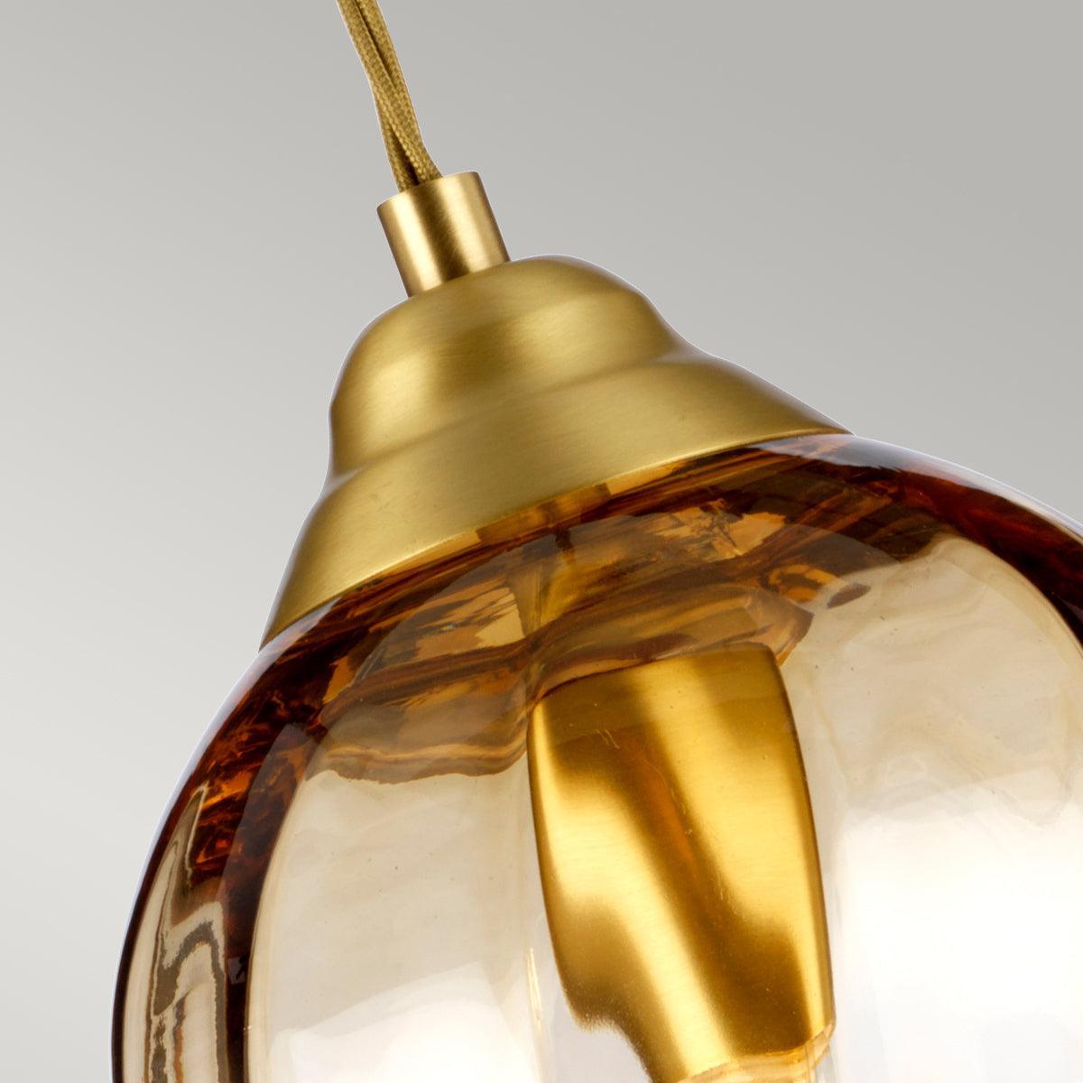 Elstead Lighting Tiber 1 Light Brass Pendant - Glass Shade-Ceiling Pendant Lights-Elstead Lighting-2-Tiffany Lighting Direct
