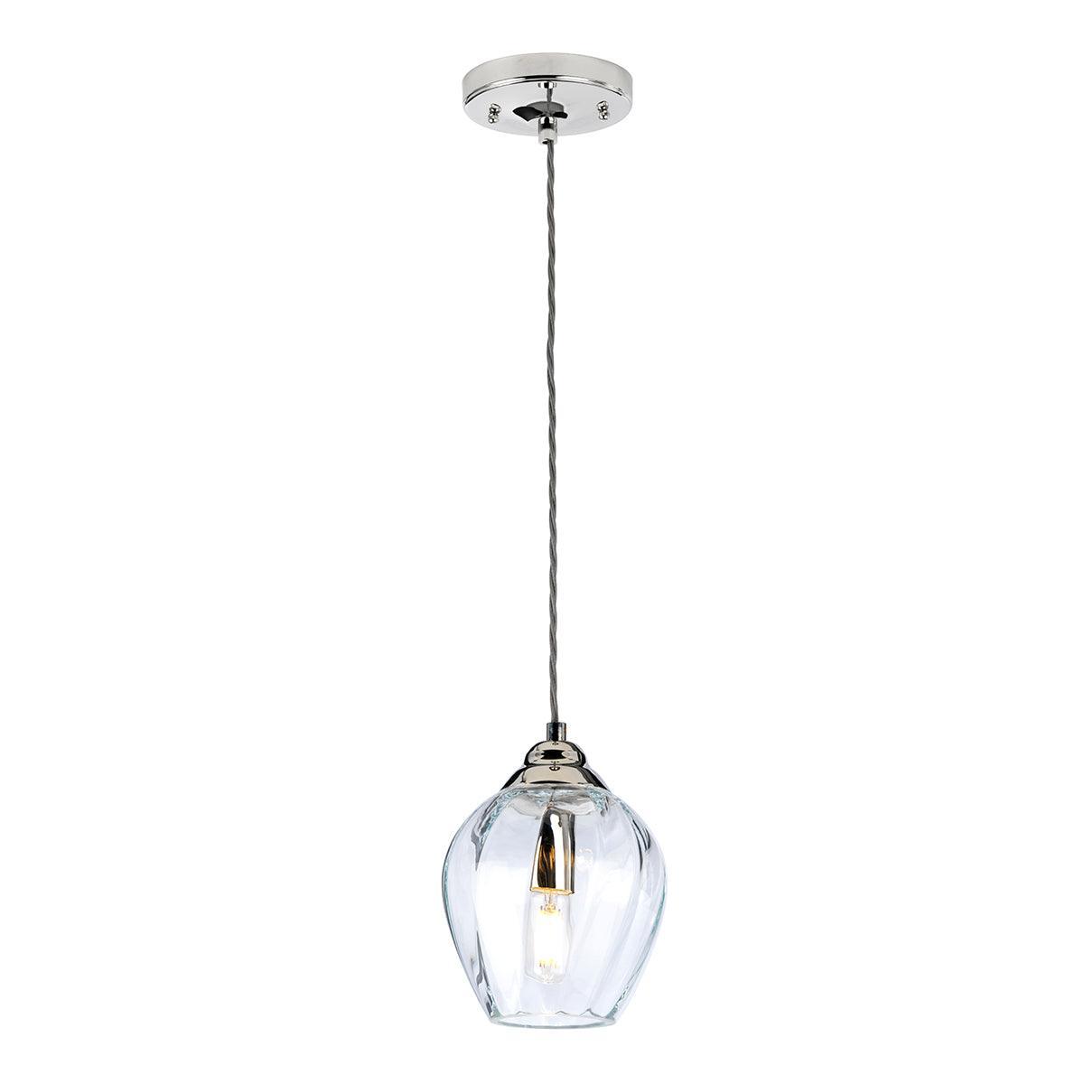 Elstead Tiber 1 Light Nickel Pendant - Clear Glass Shade-Ceiling Pendant Lights-Elstead Lighting-1-Tiffany Lighting Direct