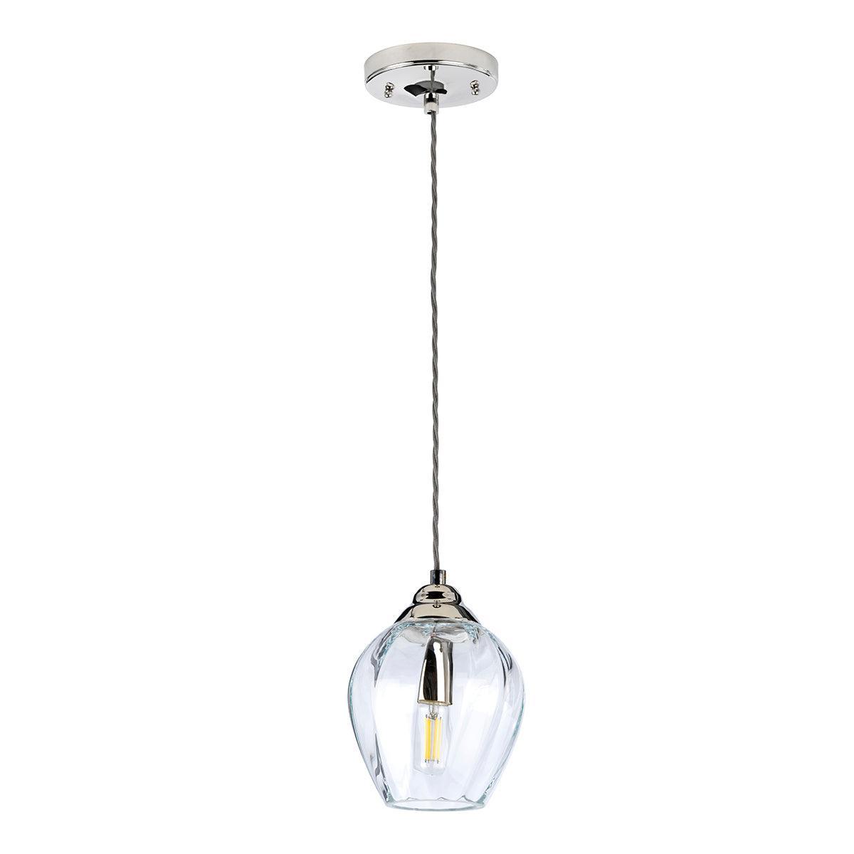 Elstead Tiber 1 Light Nickel Pendant - Clear Glass Shade-Ceiling Pendant Lights-Elstead Lighting-4-Tiffany Lighting Direct