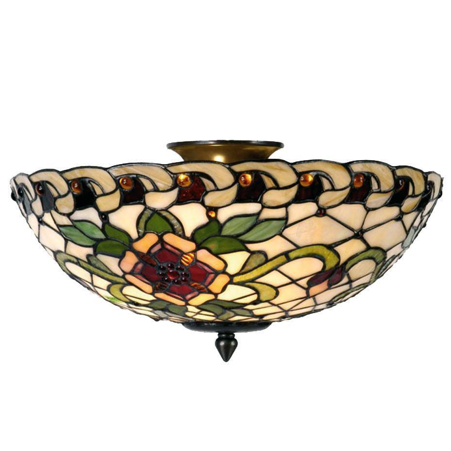 Tiffany Ceiling Flush & Semi Flush Lights - Angelique Large Tiffany Semi Flush Ceiling Light