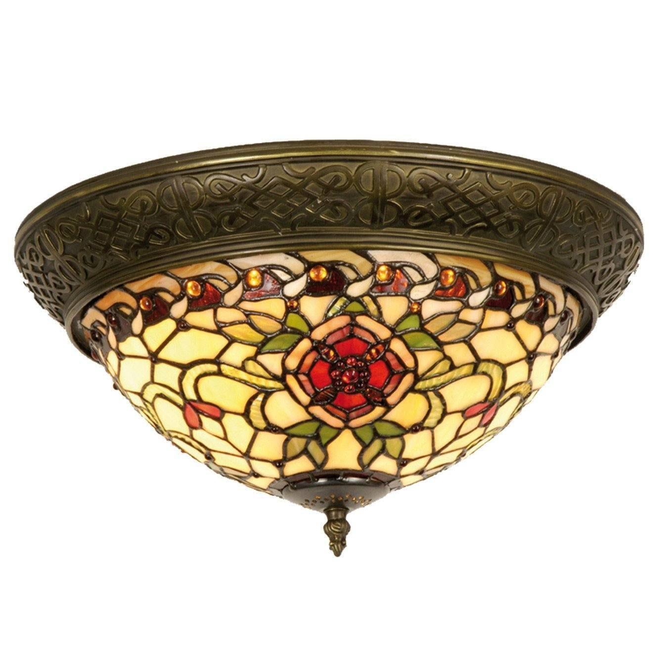 Tiffany Ceiling Flush & Semi Flush Lights - Angelique Tiffany Flush Ceiling Light
