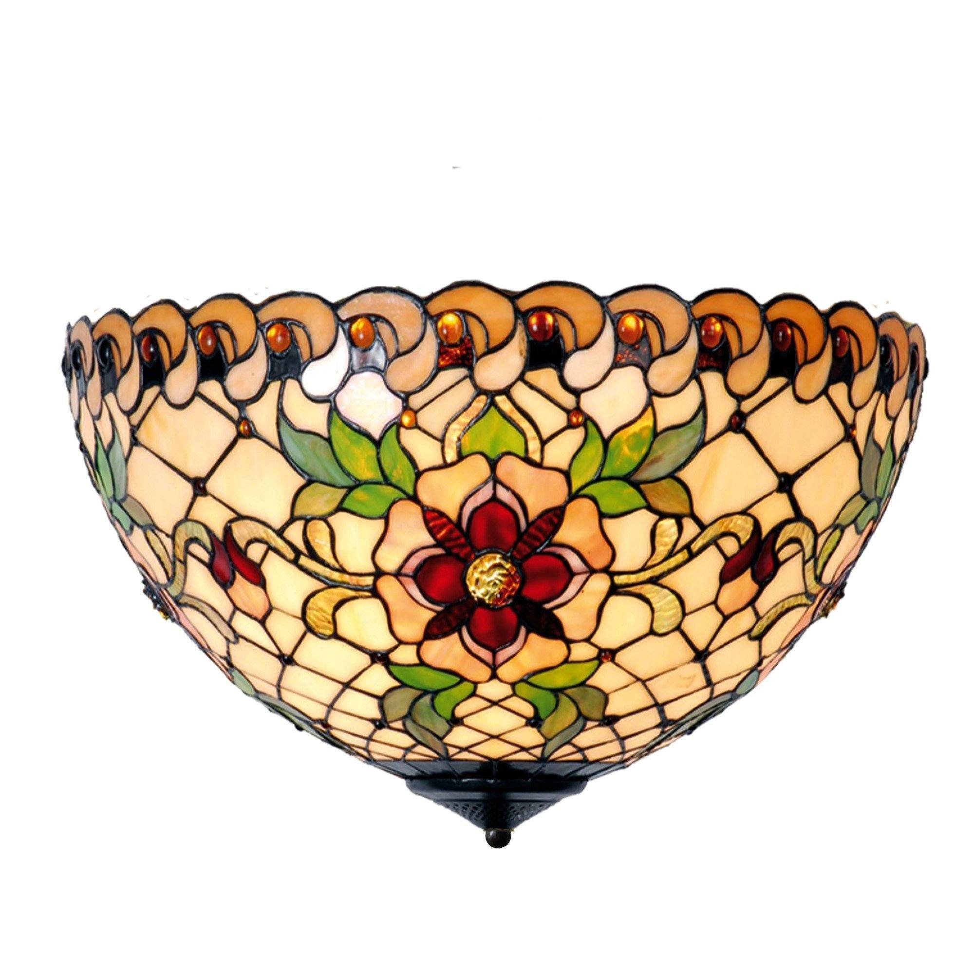 Tiffany Ceiling Flush & Semi Flush Lights - Angelique Tiffany Small Ceiling Flush Ceiling Light