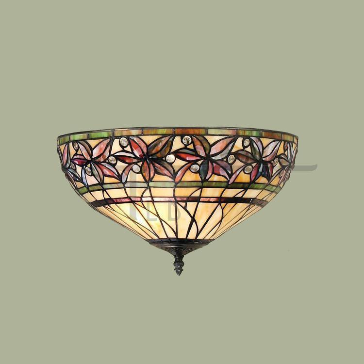 Tiffany Ceiling Flush & Semi Flush Lights - Ashtead Tiffany Flush Ceiling Light T046SH40 & FL1