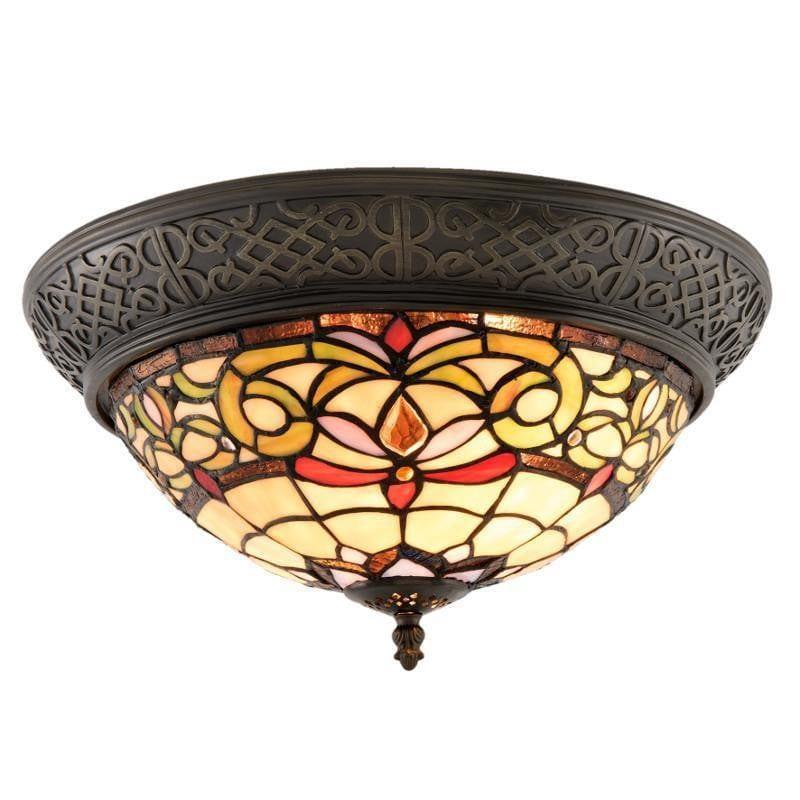 Tiffany Ceiling Flush & Semi Flush Lights - Durham Flush Tiffany Ceiling Light