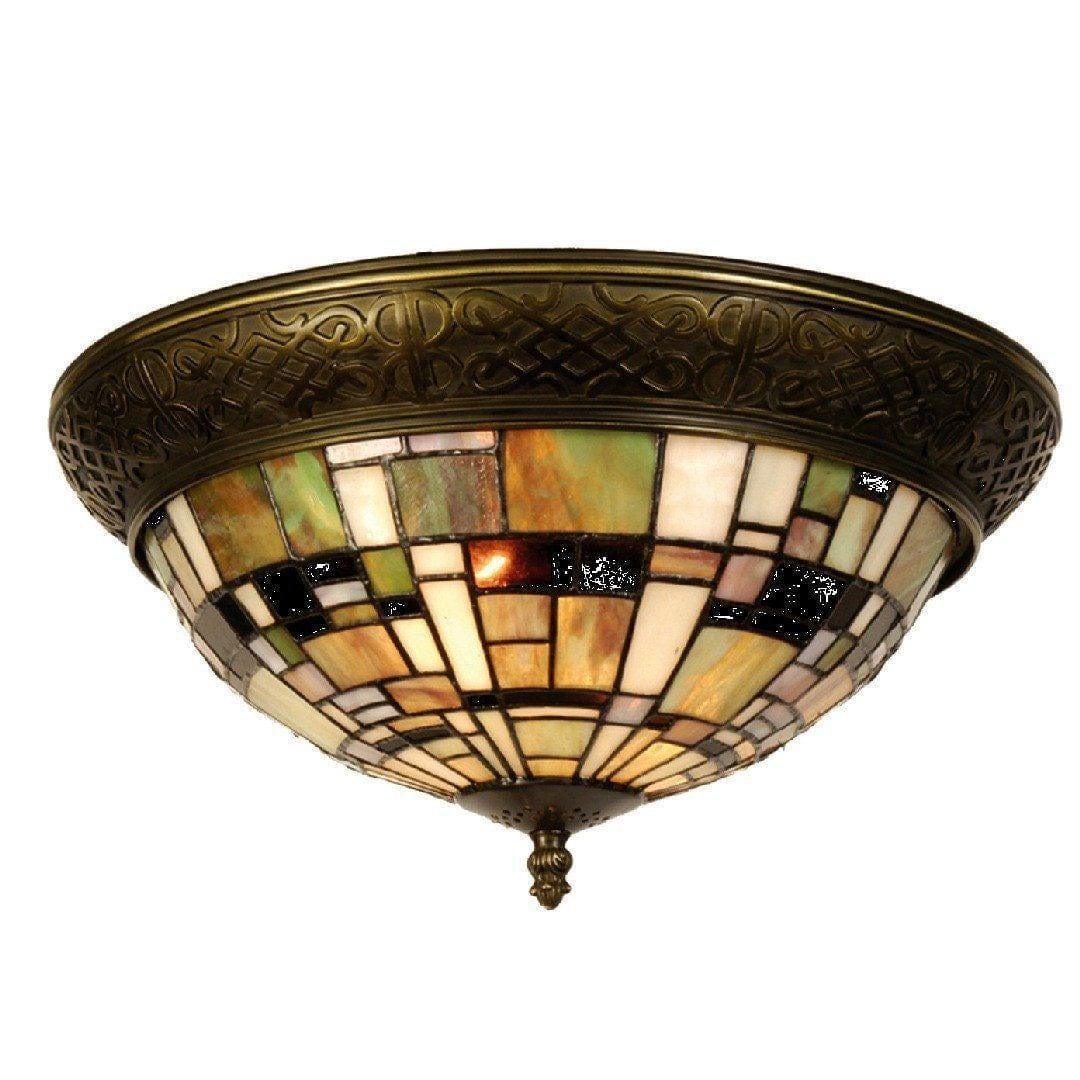 Tiffany Ceiling Flush & Semi Flush Lights - Falling Water Tiffany Flush Ceiling Light