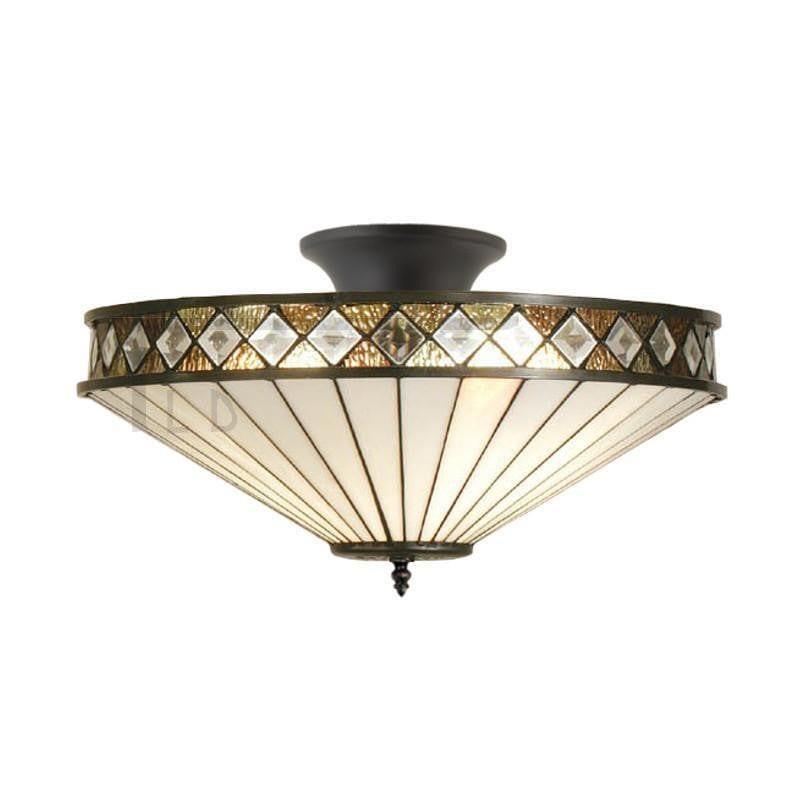Tiffany Ceiling Flush & Semi Flush Lights - Fargo Medium Tiffany Semi Flush Ceiling Light T004SH40 & SF01