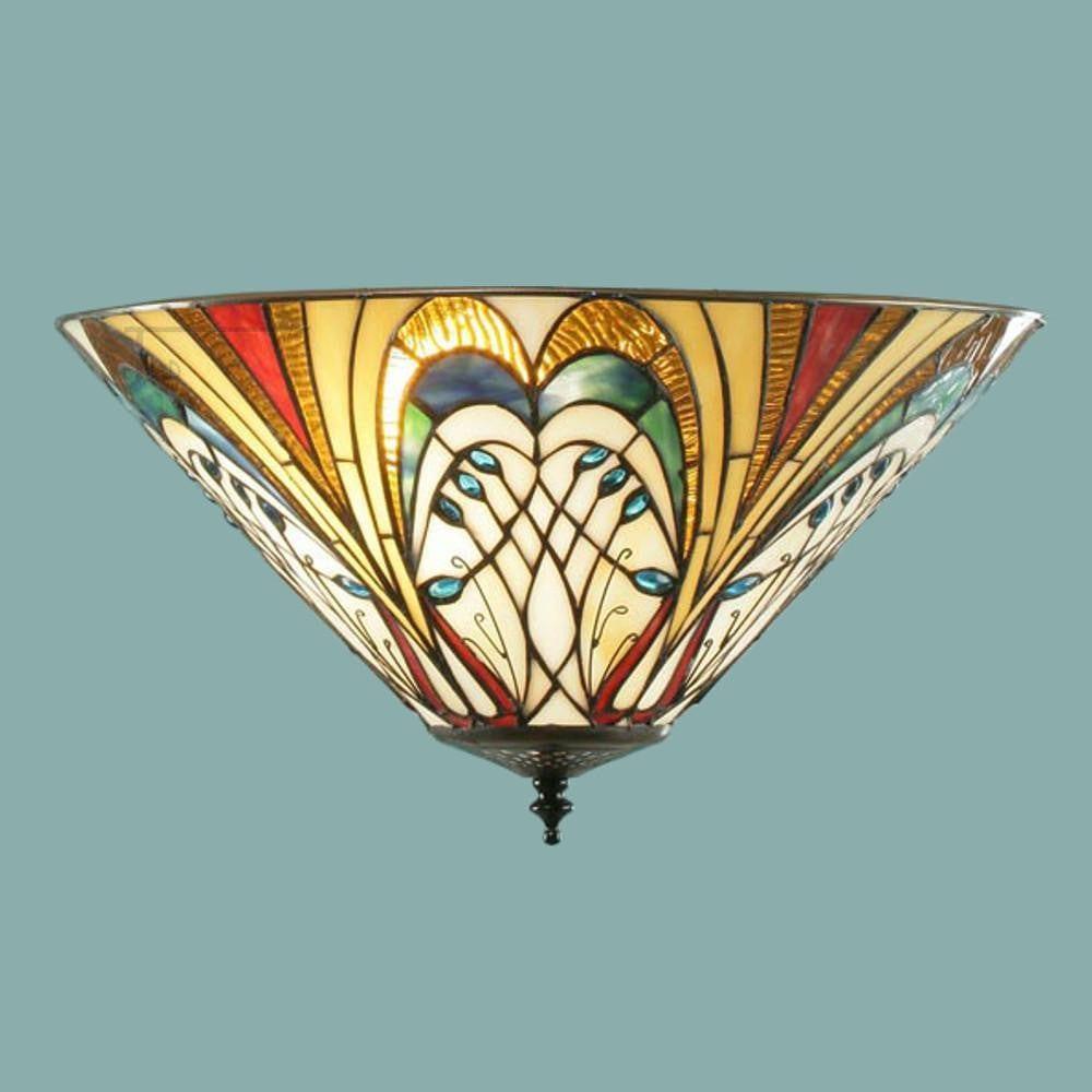 Tiffany Ceiling Flush & Semi Flush Lights - Hector Medium Tiffany 2 Light Flush Ceiling Light 70241