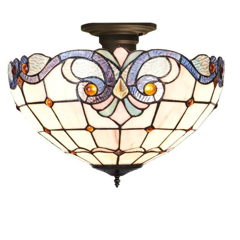 Tiffany Ceiling Flush & Semi Flush Lights - Newcastle Tiffany Semi Flush Ceiling Light