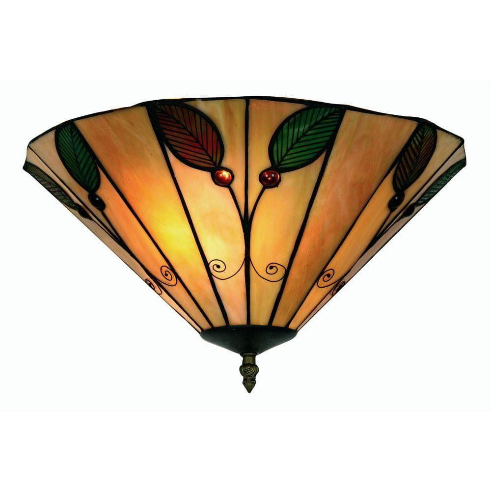 Tiffany Ceiling Flush & Semi Flush Lights - Oaks Tiffany Leaf Flush Ceiling Light OT 3020/14R