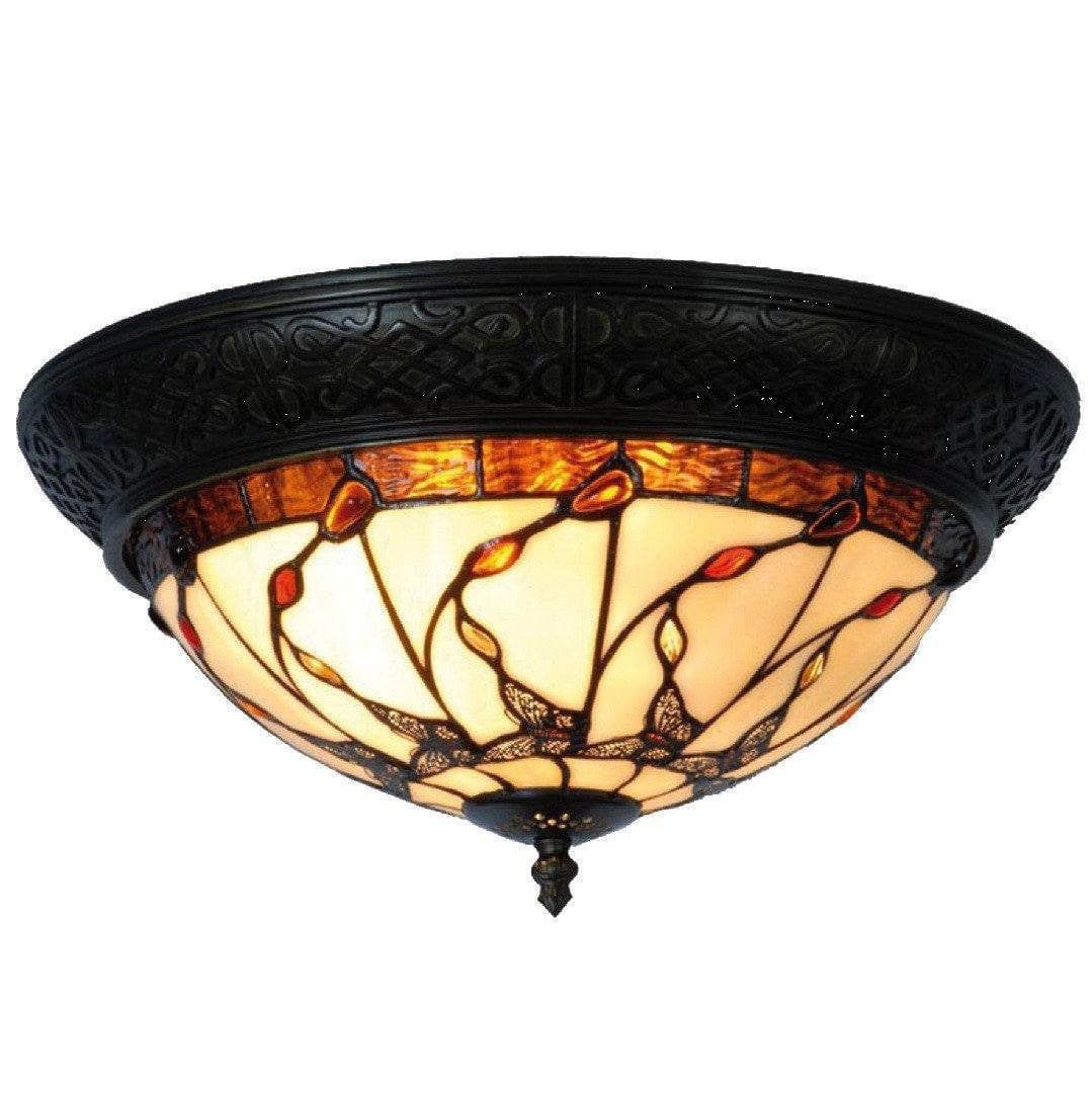 Tiffany Ceiling Flush & Semi Flush Lights - Papillon Tiffany Ceiling Flush Light