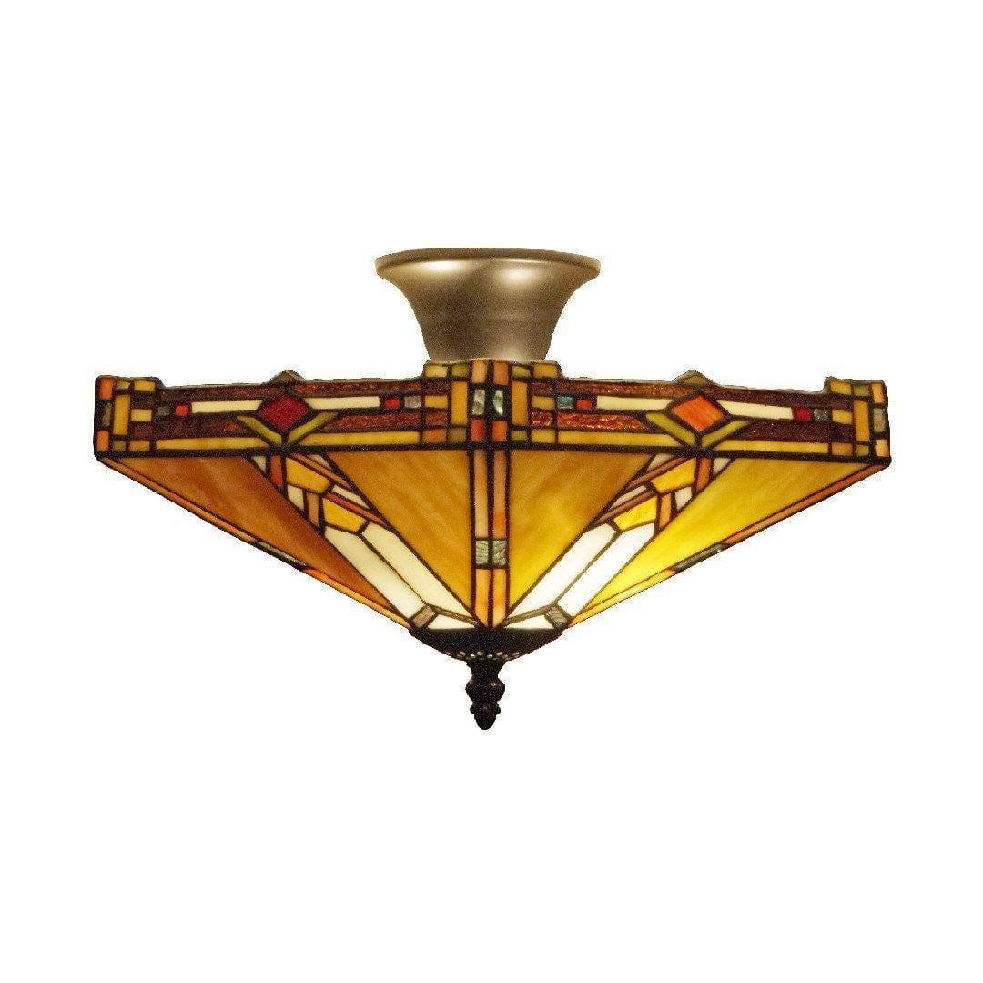 Tiffany Ceiling Flush & Semi Flush Lights - Prairie Tiffany Semi Flush Ceiling Light