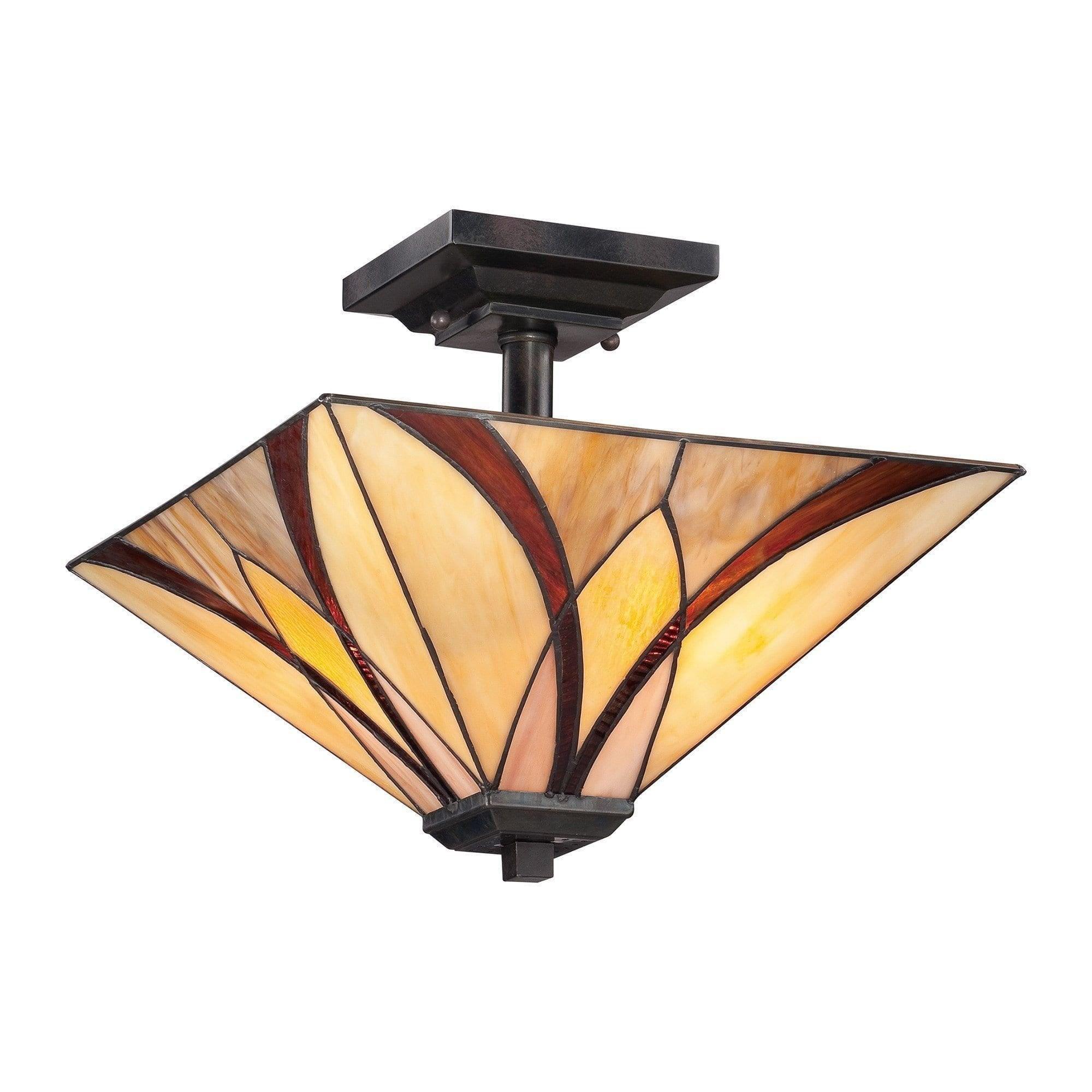 Tiffany Ceiling Flush & Semi Flush Lights - Quoizel Tiffany Asheville Semi Flush Ceiling Light QZ/ASHEVILLE/SF