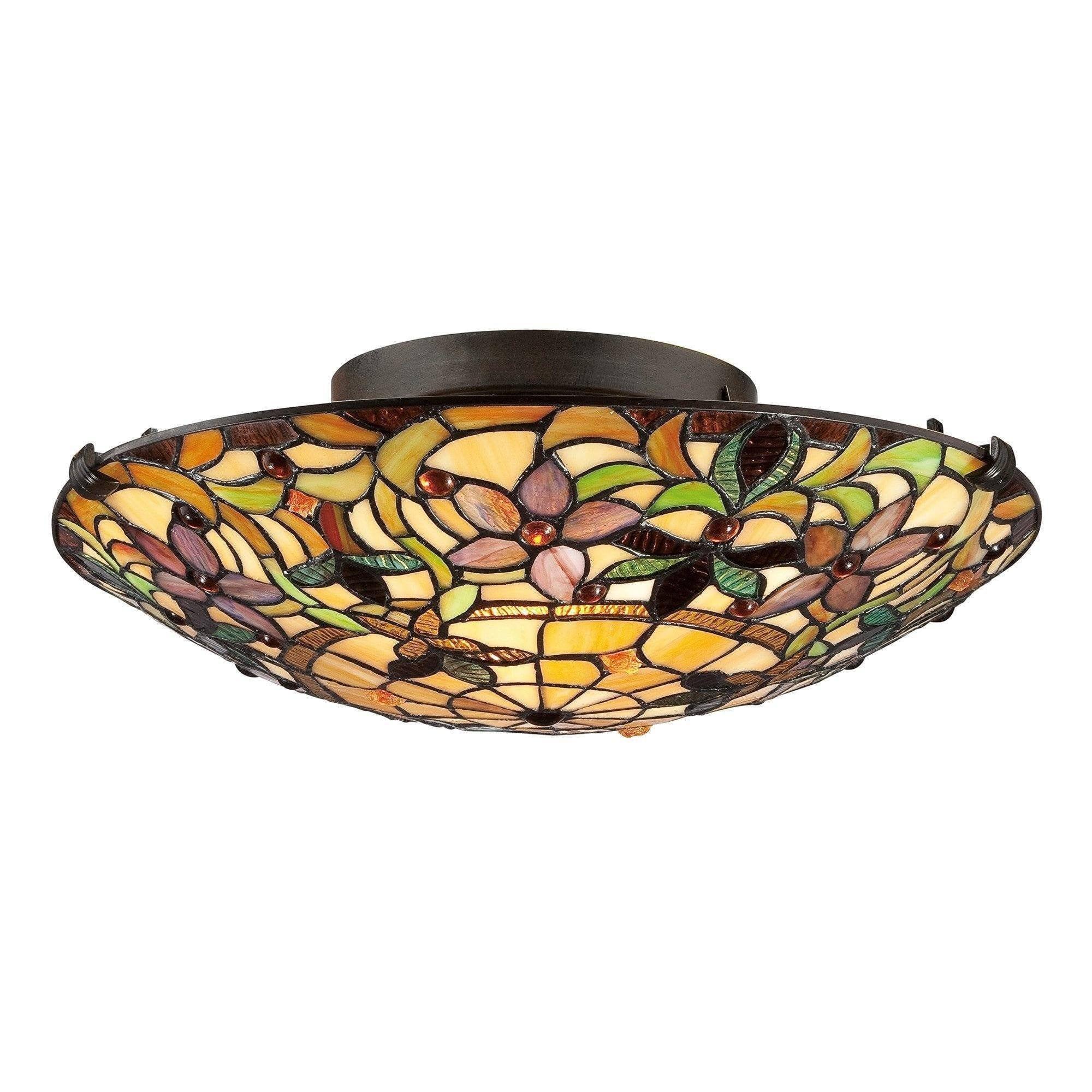Tiffany Ceiling Flush & Semi Flush Lights - Quoizel Tiffany Kami Flush Ceiling Light QZ/KAMI/F