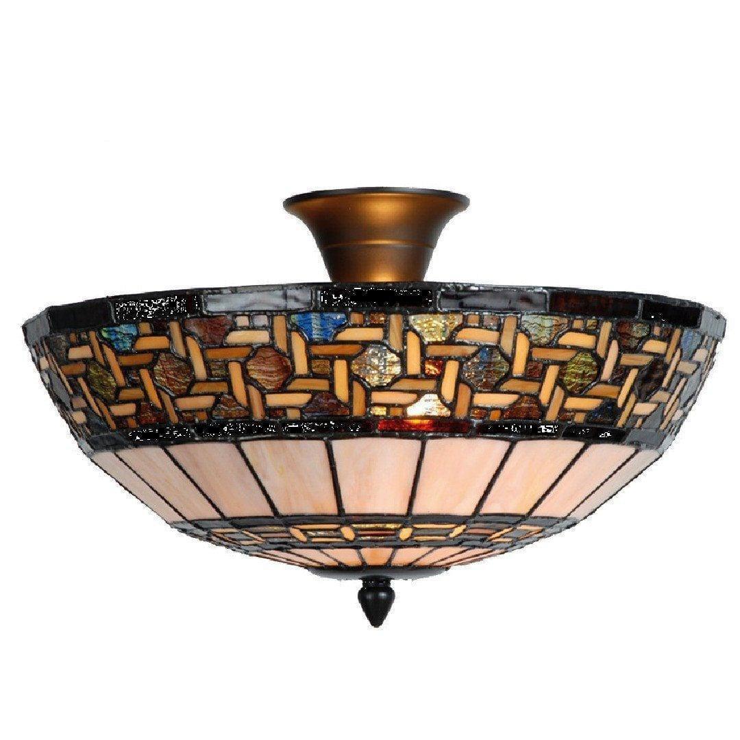 Tiffany Ceiling Flush & Semi Flush Lights - Stretford Tiffany Ceiling Semi Flush Ceiling Light