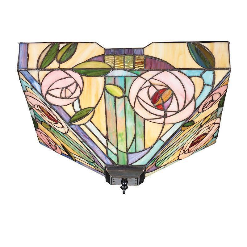 Tiffany Ceiling Flush & Semi Flush Lights - Willow Large Tiffany 2 Light Flush Ceiling Light 70698
