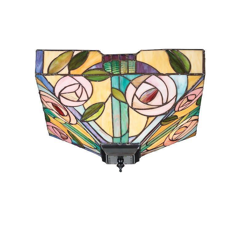 Tiffany Ceiling Flush & Semi Flush Lights - Willow Medium Tiffany 2 Light Flush Ceiling Light 70699