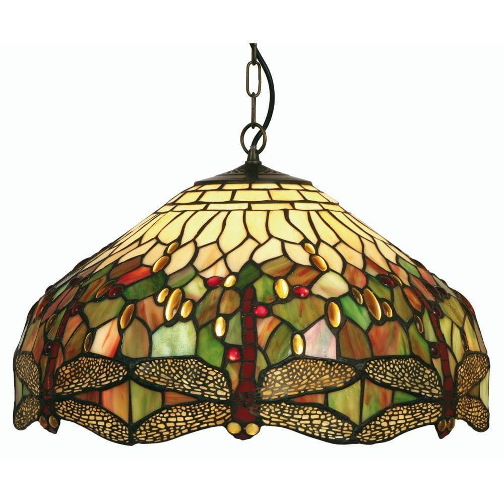 Tiffany Ceiling Pendant Lights - Oaks Tiffany Dragonfly Large Ceiling Pendant Light,Adjustable Chain,Single Bulb Fitting OT 1485/20P