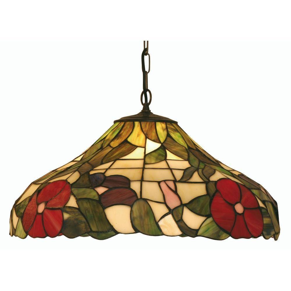 Tiffany Ceiling Pendant Lights - Oaks Tiffany Peonies Large Ceiling Pendant Light,Adjustable Chain,Single Bulb Fitting OT 1345/20P