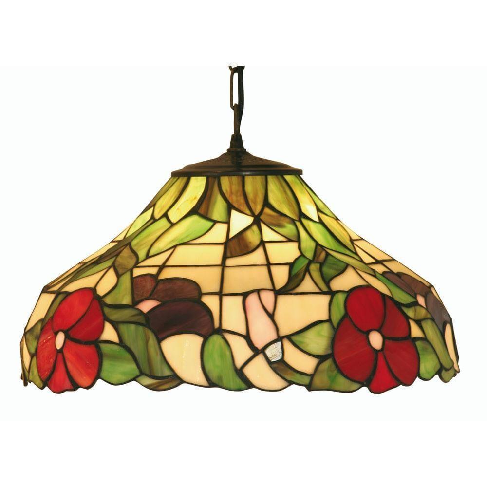 Tiffany Ceiling Pendant Lights - Oaks Tiffany Peonies Medium Ceiling Pendant Light,Adjustable Chain,3 Bulb Fitting OT 1345/16P & SU02/3