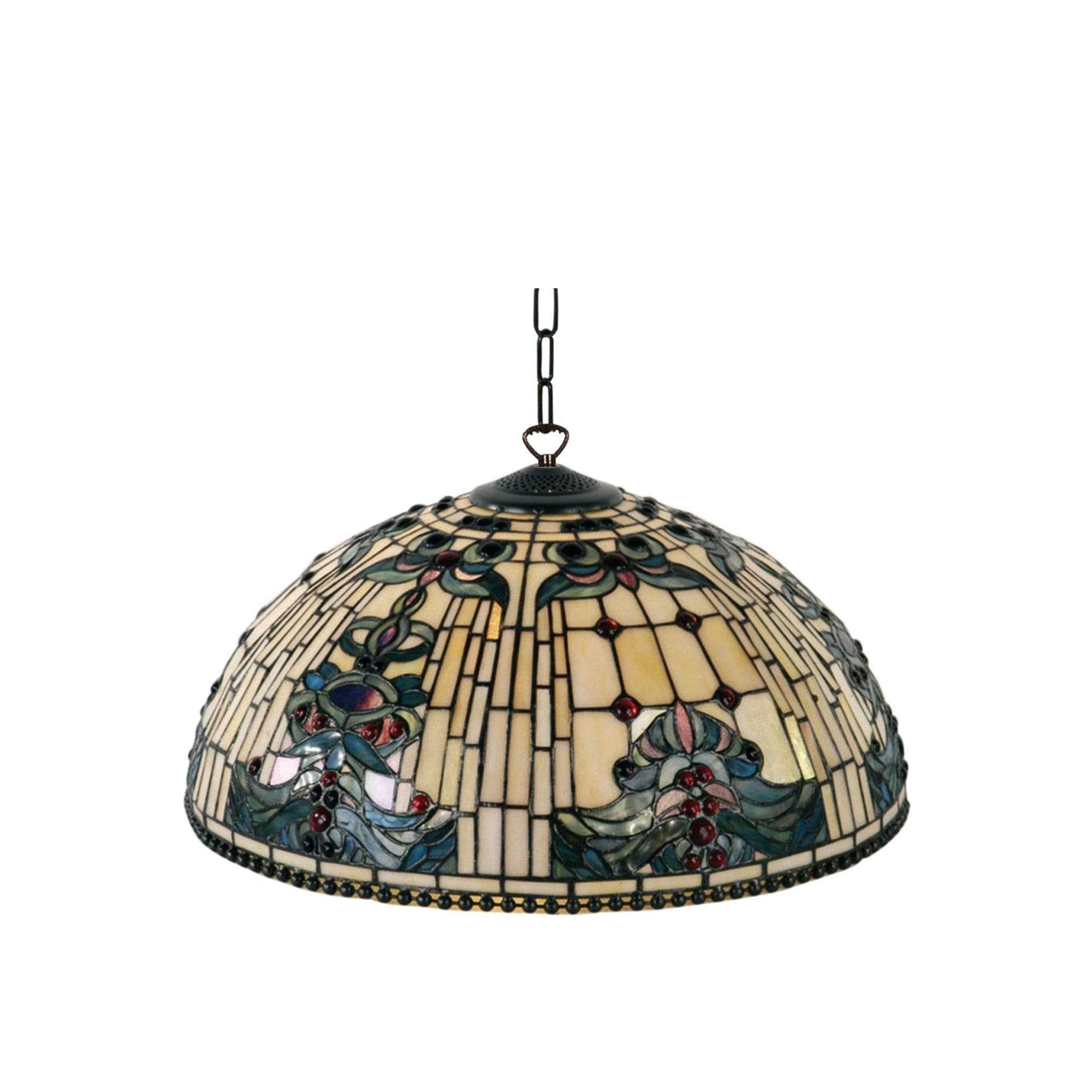 Tiffany Ceiling Pendant Lights - Regency Tiffany Ceiling Pendant Light,Adjustable Chain,3 Bulb Fitting