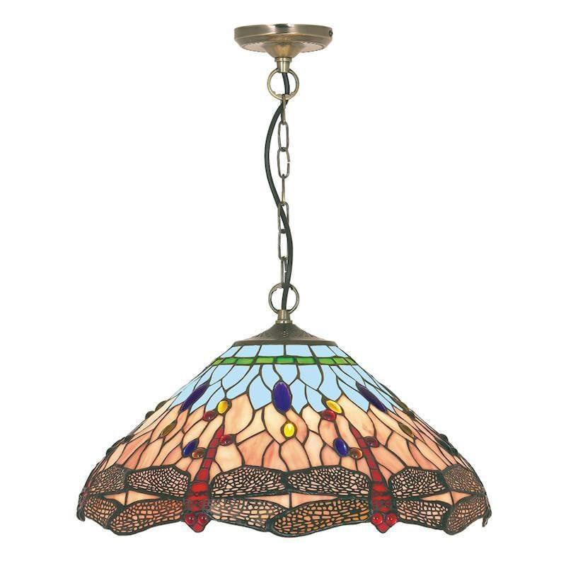 Tiffany Ceiling Pendant Lights - Searchlight Dragonfly Tiffany Pendant Ceiling Light 1283-16