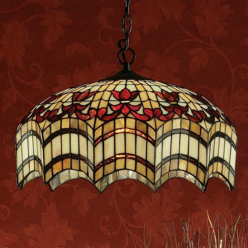 Tiffany Ceiling Pendant Lights - Vesta Medium Tiffany Ceiling Pendant Light Single Bulb Fitting TG67SHL & SU02