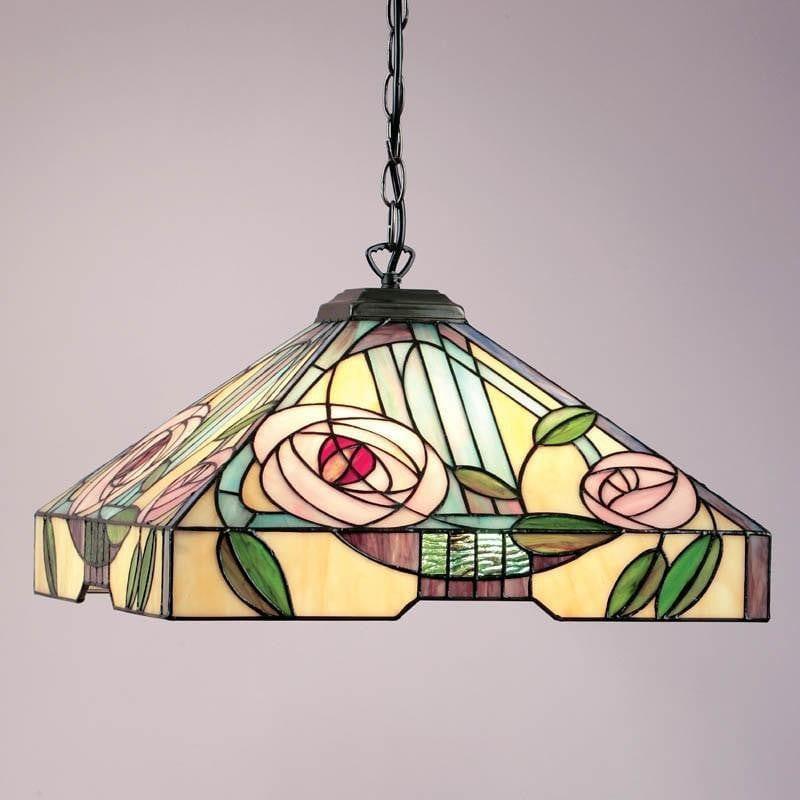 Tiffany Ceiling Pendant Lights - Willow Large Tiffany Ceiling Pendant Light,Adjustable Chain,3 Bulb Fitting 64384