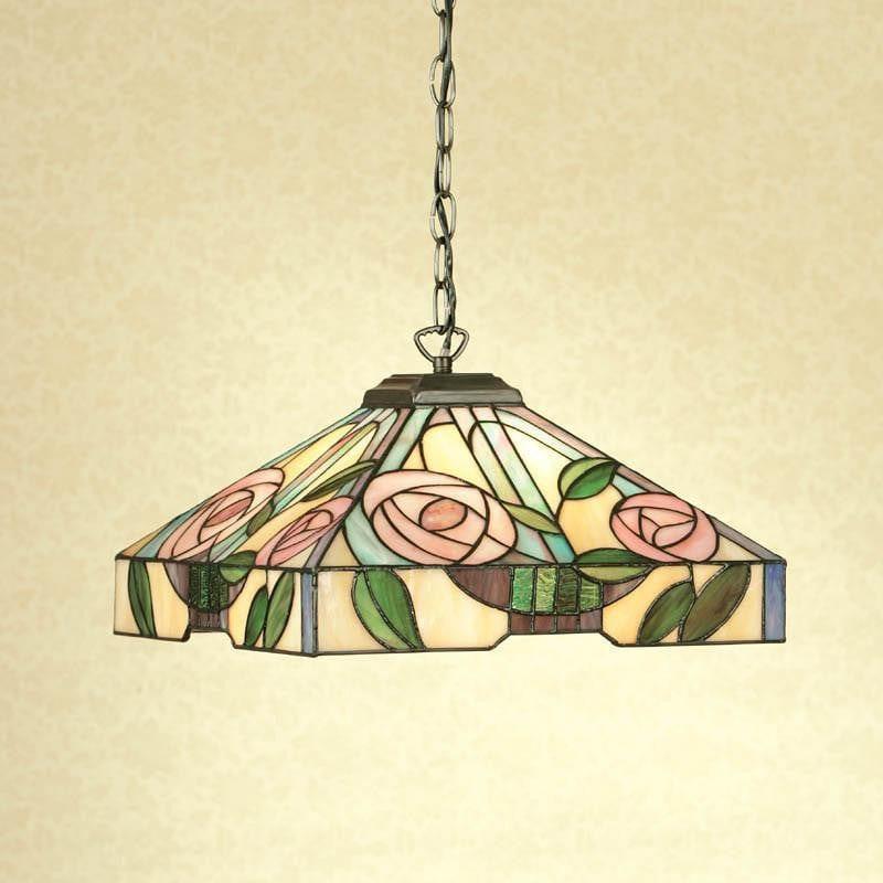 Tiffany Ceiling Pendant Lights - Willow Medium Tiffany Ceiling Pendant Light,Adjustable Chain,Single Bulb Fitting 64385