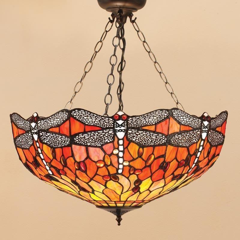 Inverted Ceiling Pendant Lights - Flame Dragonfly Large 3 Light Inverted Pendant Light (adjustable Chain) T077SH50 & SU3C/ADJ