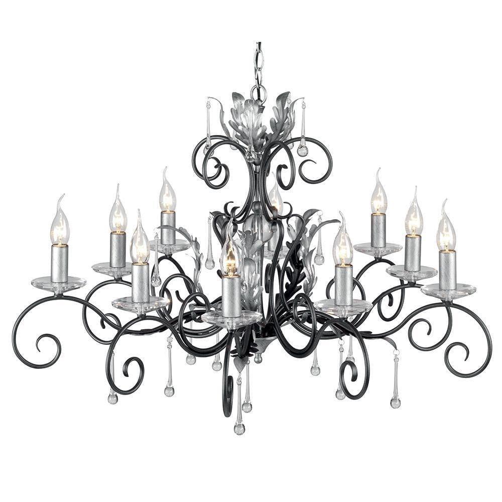 Elstead Amarilli 10 Light Black & Silver Chandelier-Elstead Lighting-1-Tiffany Lighting Direct